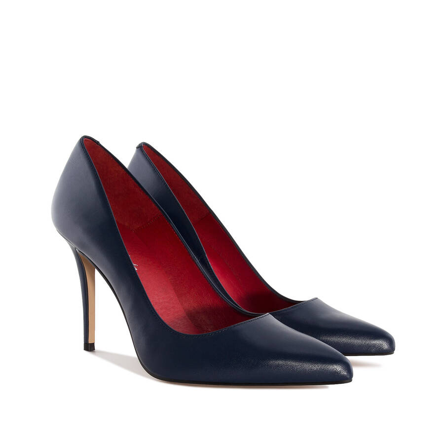 Heeled Shoes in Navy Nappa Leather 