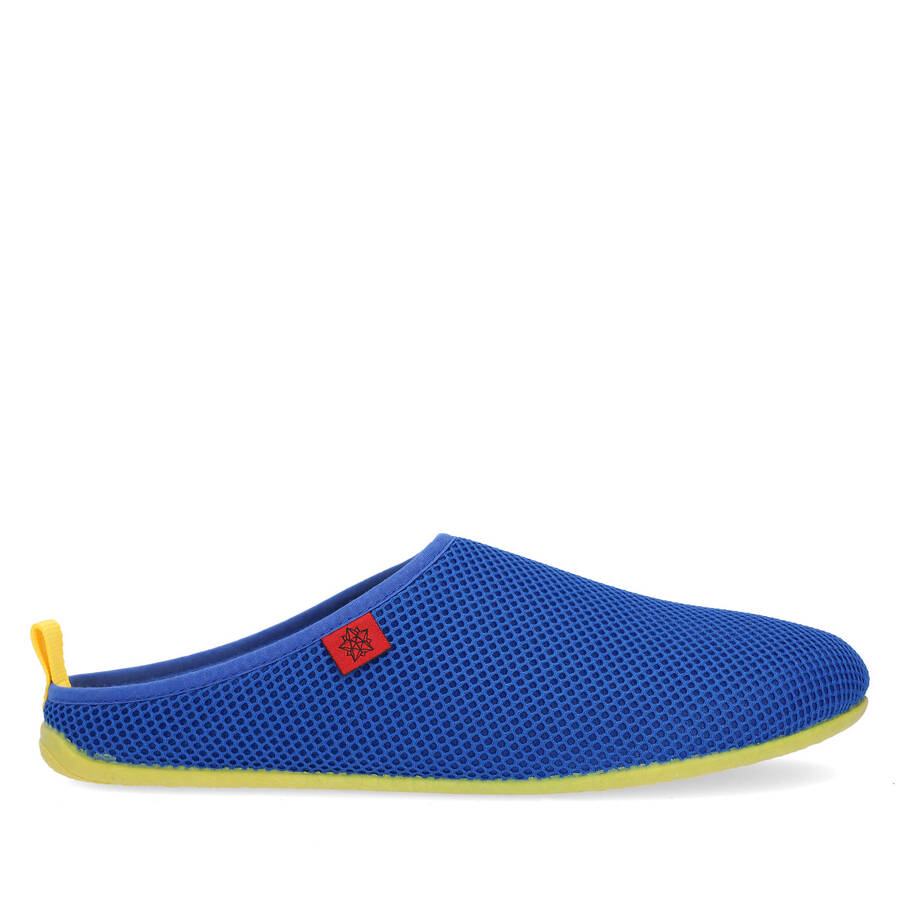 Spring/ Summer Unisex Slippers in Klein Blue mesh with Yellow outsole 