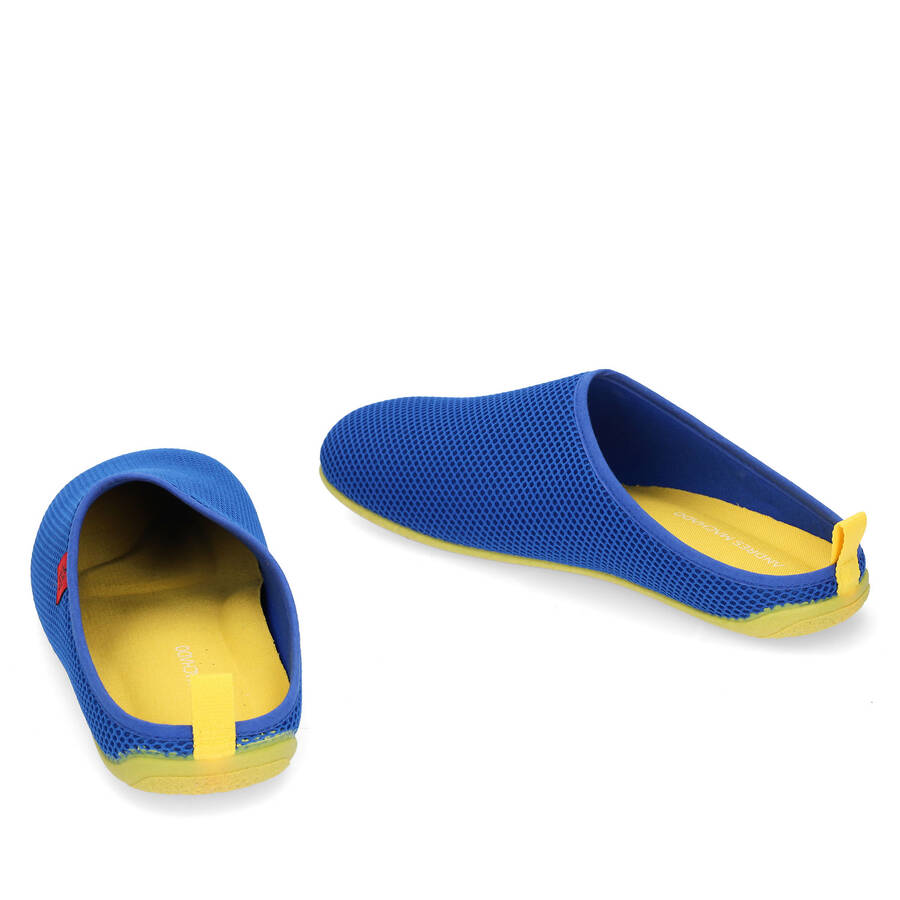 Spring/ Summer Unisex Slippers in Klein Blue mesh with Yellow outsole 