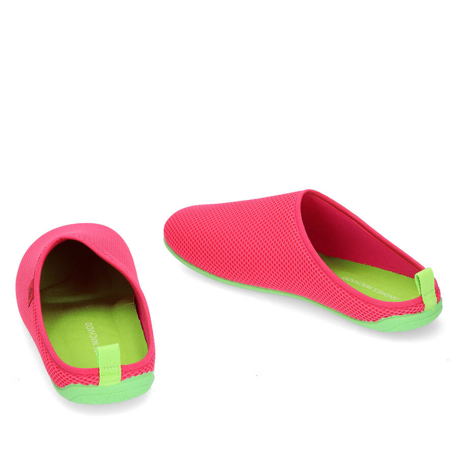 Spring/ Summer Unisex Slippers in Fuchsia mesh with Green outsole 