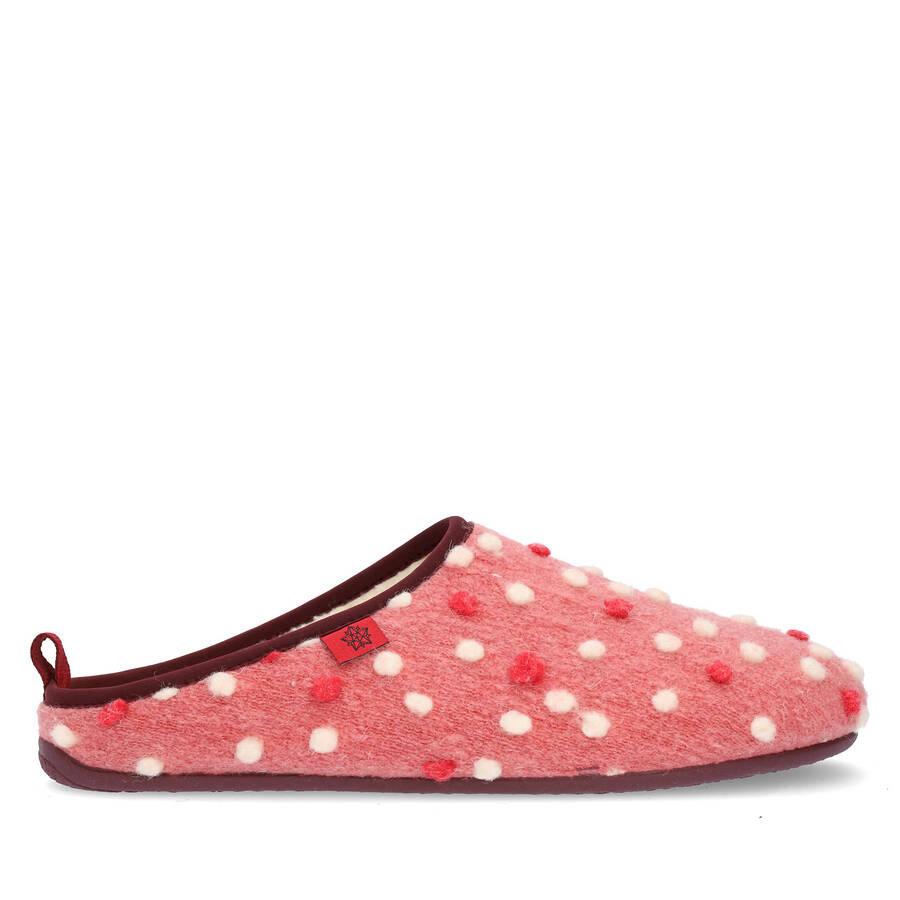 Slippers in Pink Wool with dots 