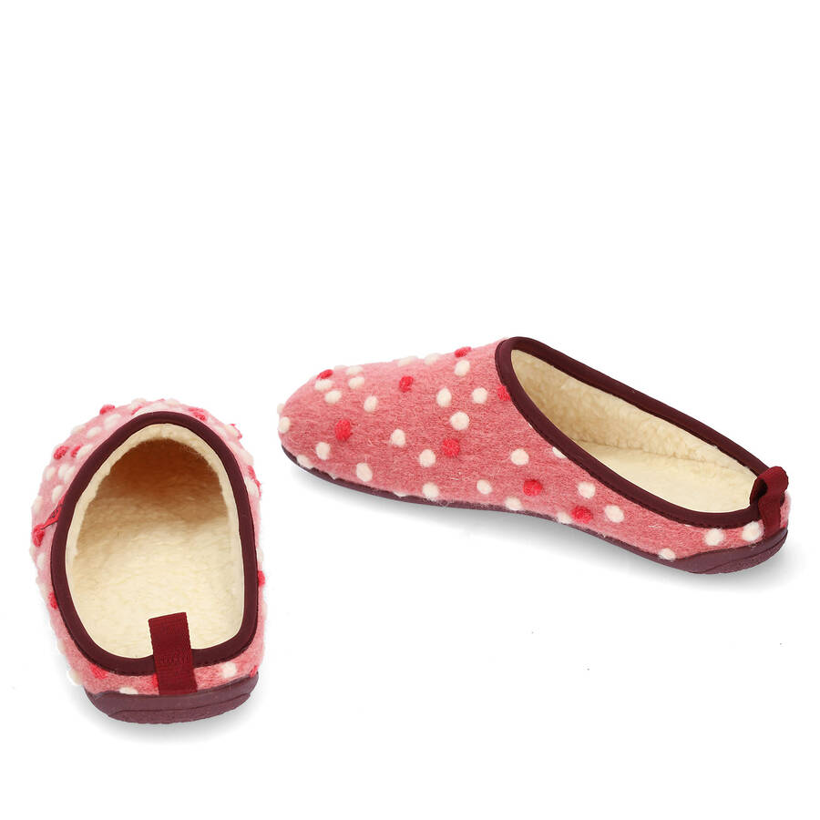 Slippers in Pink Wool with dots 