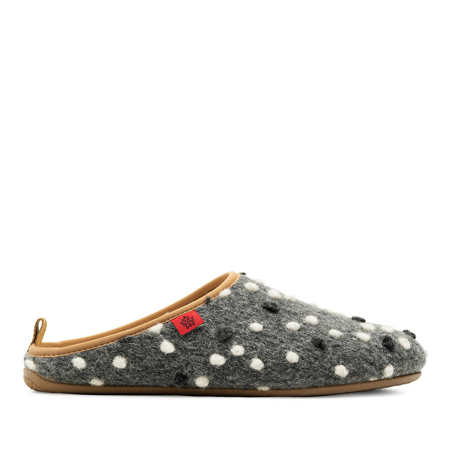 Slippers in Anthracite Wool with dots 