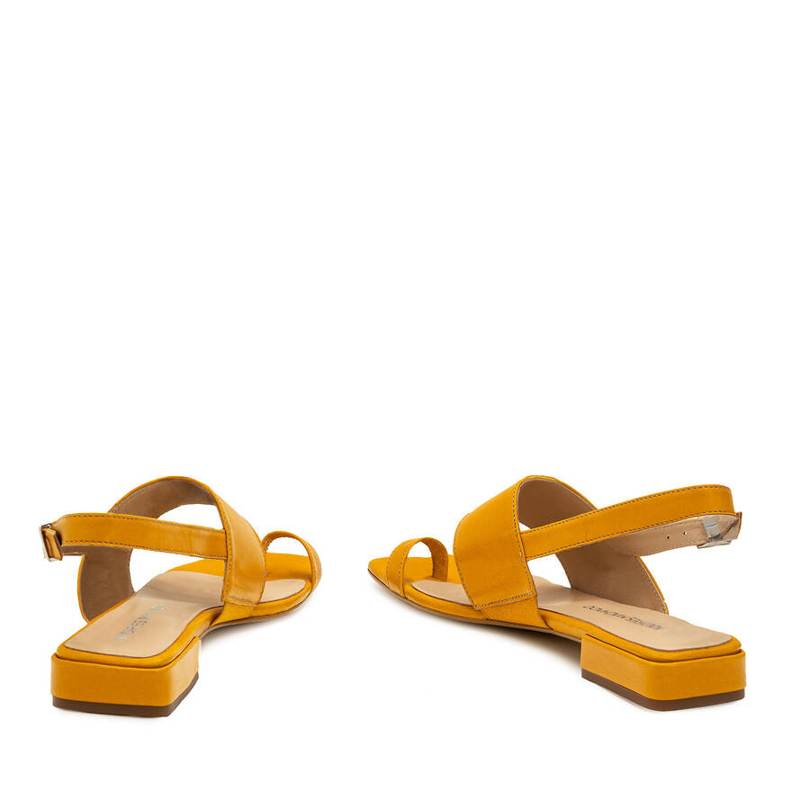 Toe Slingback Sandals in Mustard Leather 