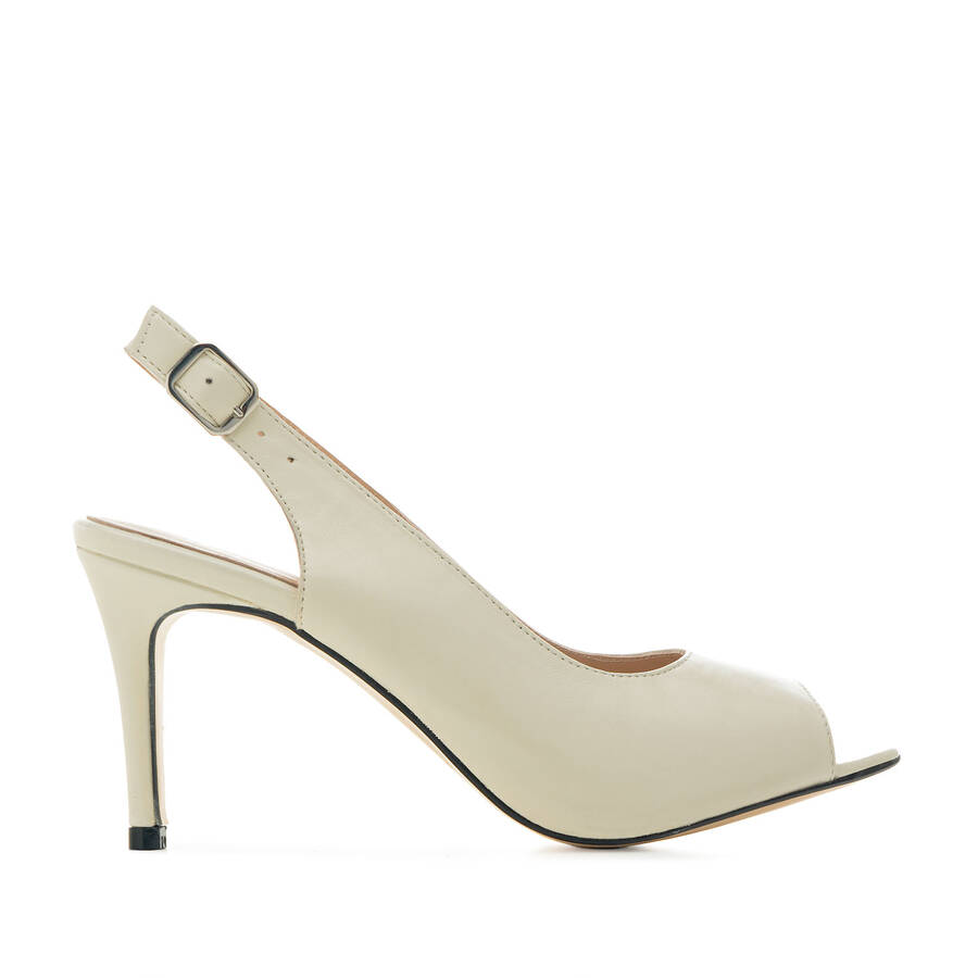 Slingback Shoes in Off-white Leather 