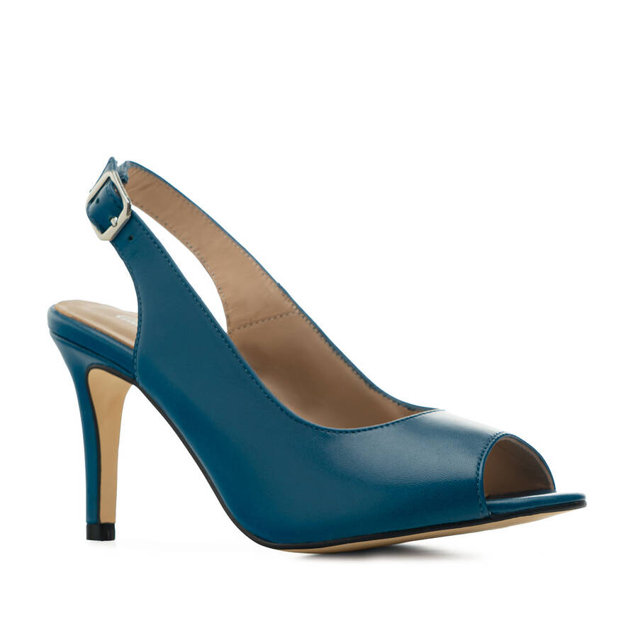 Slingback Shoes in Blue Leather 