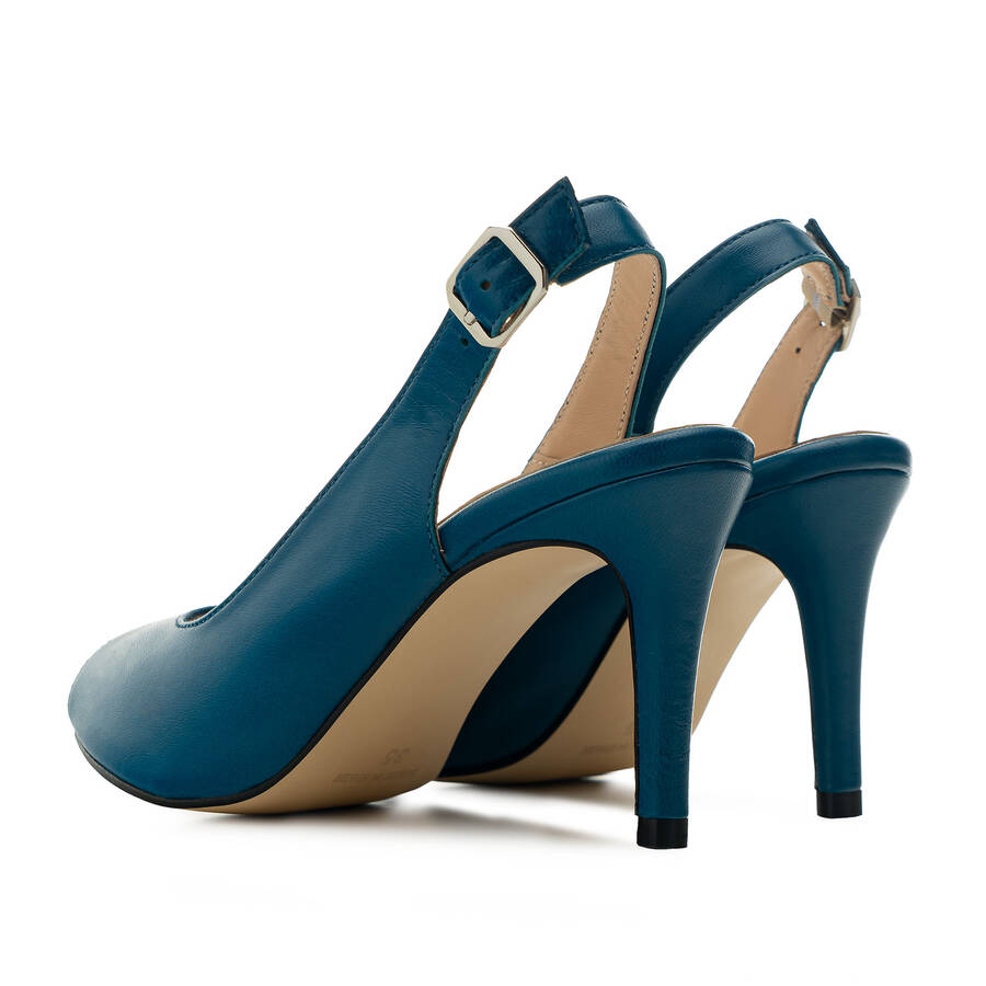 Slingback Shoes in Blue Leather 