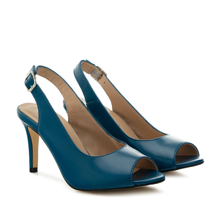 Slingback Shoes in Blue Leather 