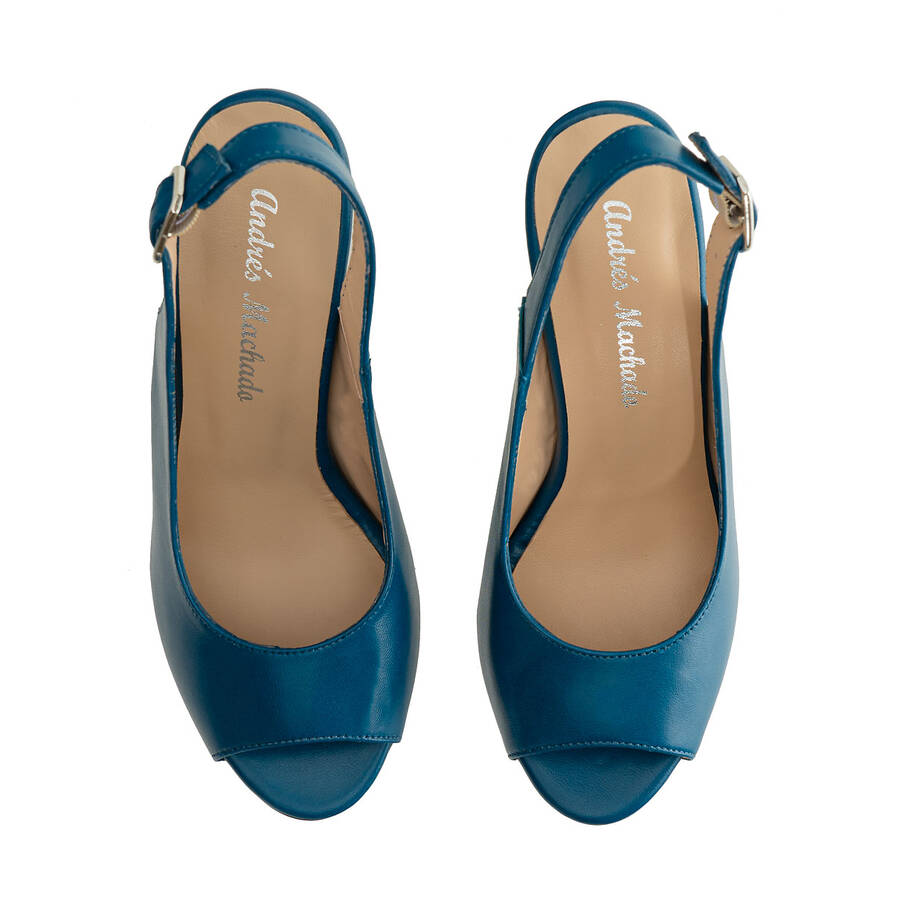 Slingback Shoes in Blue Leather 