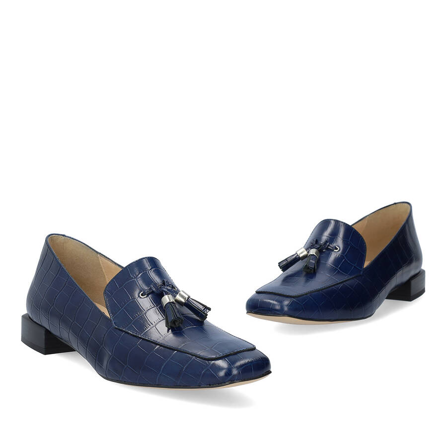 Navy Coco leather loafers 