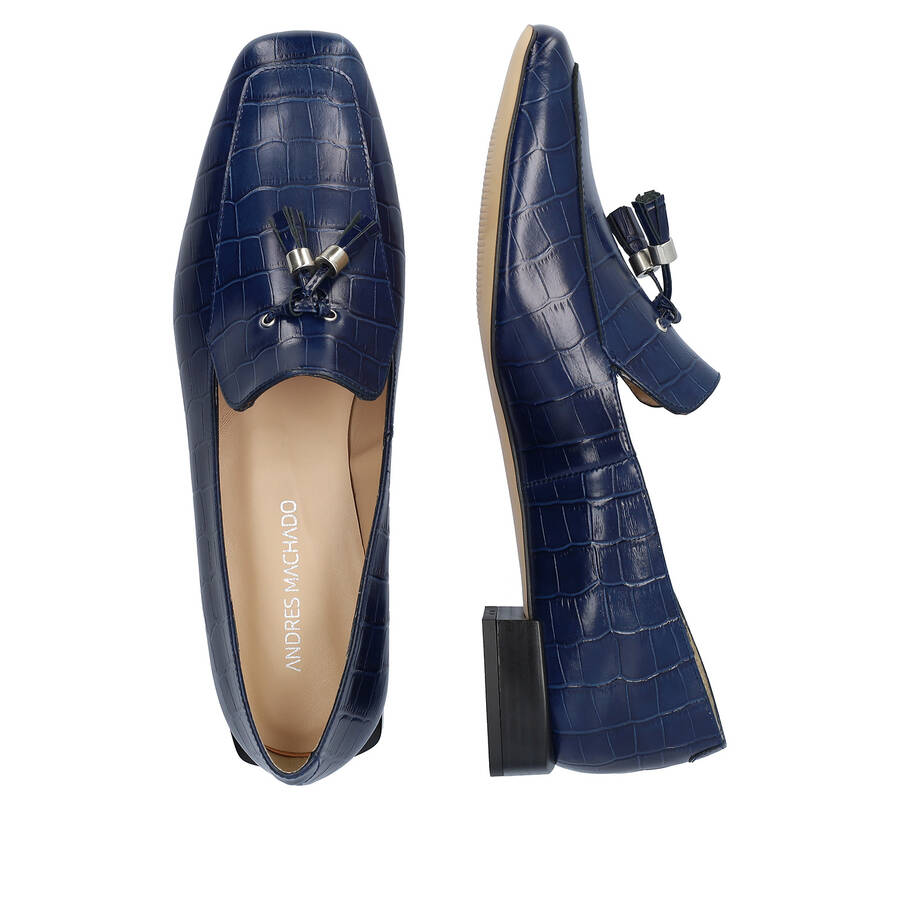 Navy Coco leather loafers 