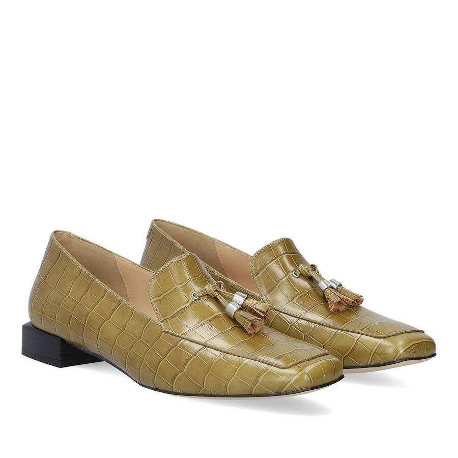 Olive Coco leather loafers 