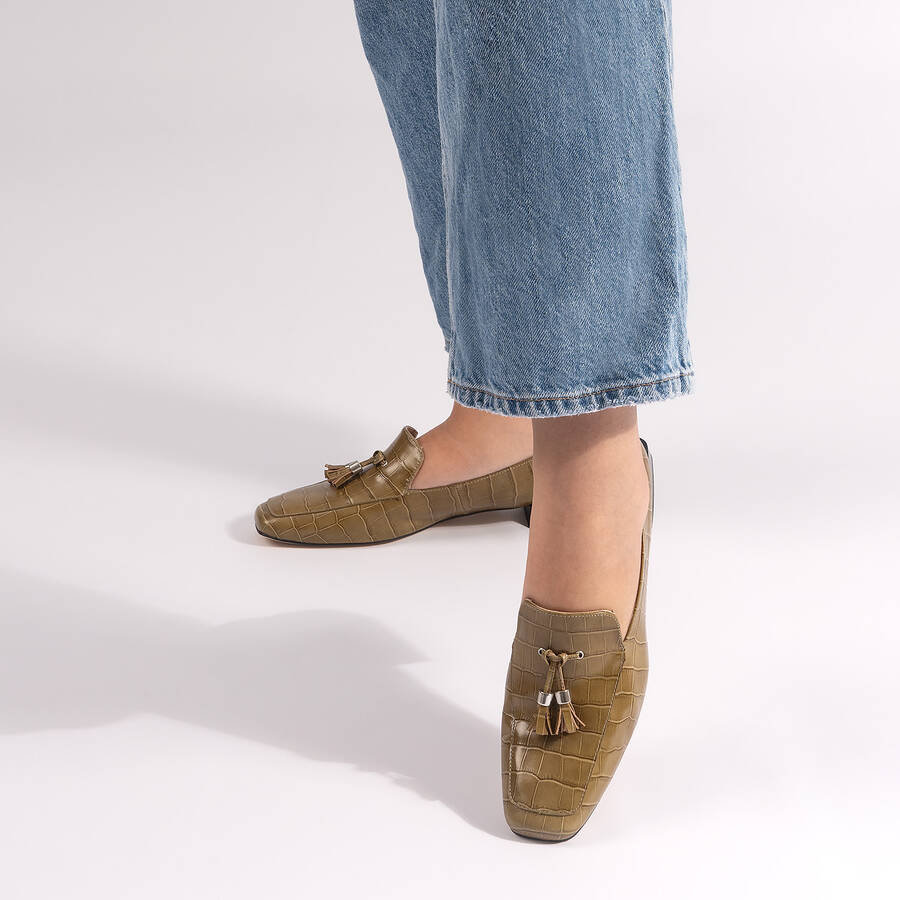 Olive Coco leather loafers 