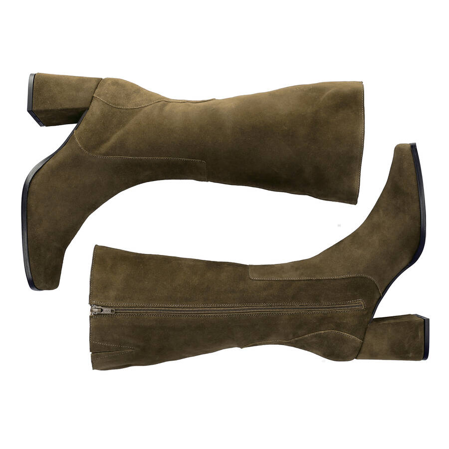 Knee Boots aus grünem Wildleder 