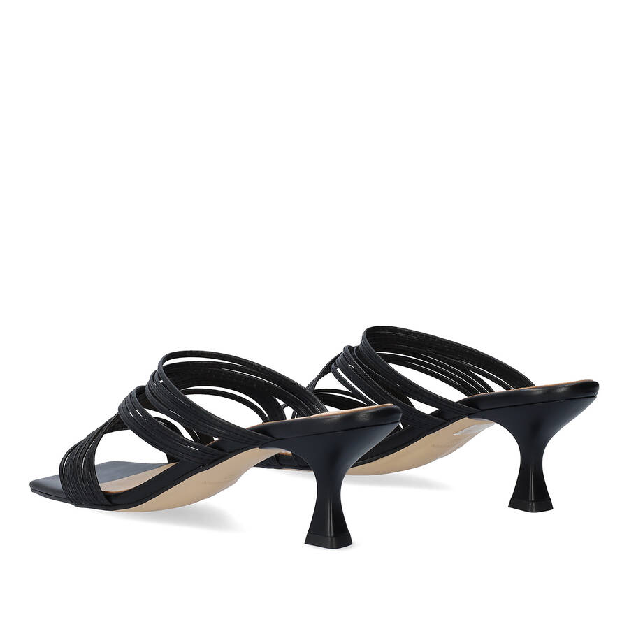 Black leather heeled sandals 