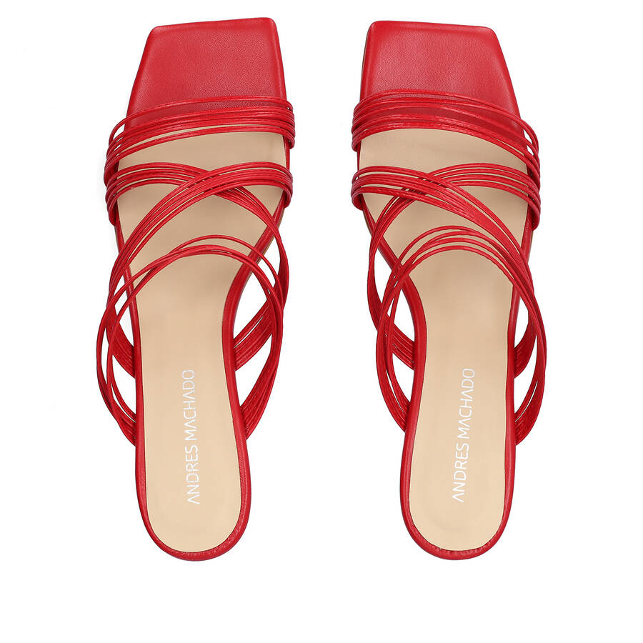 Red leather heeled sandals 