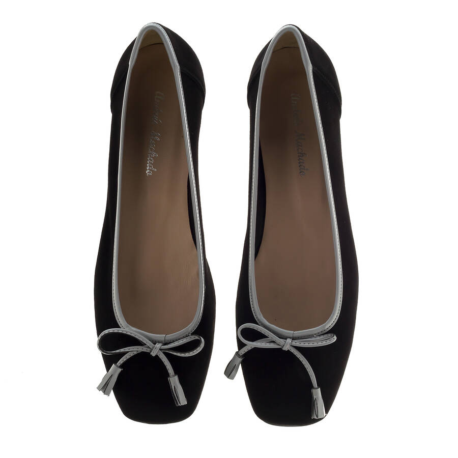 Bow Ballet Flats in Black Suede Leather 