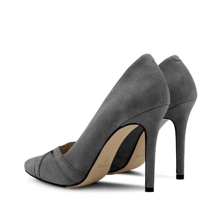 Crossover Stilettos in Grey Suede Leather 