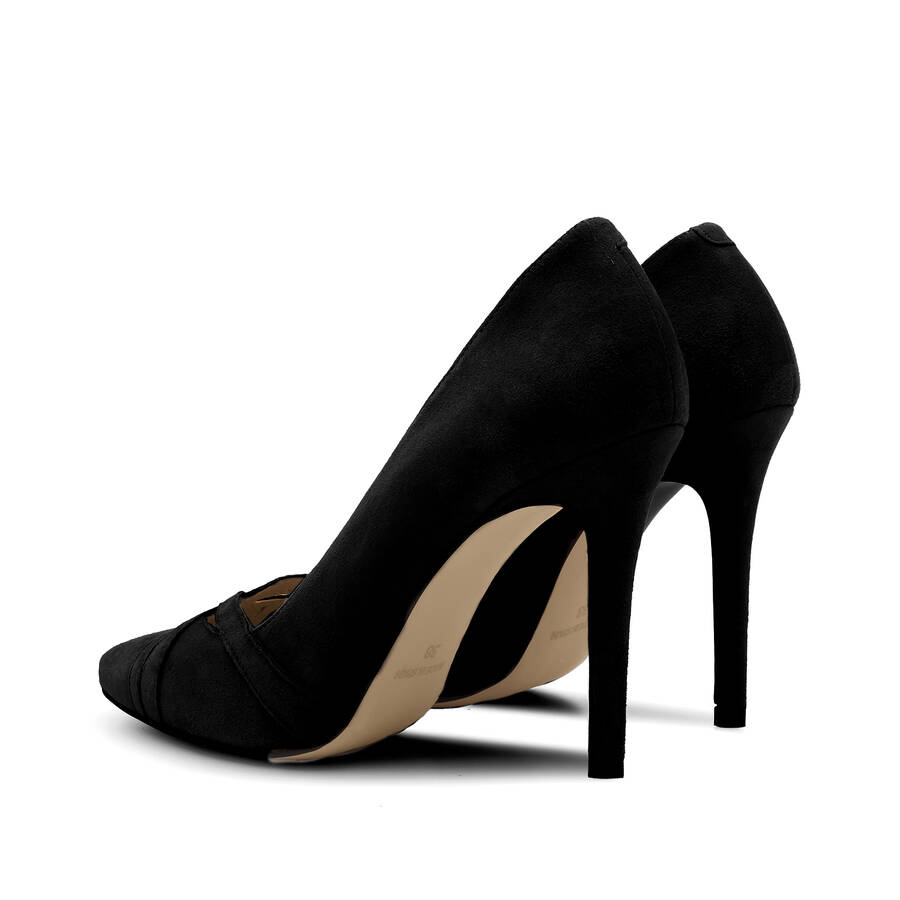 Crossover Stilettos in Black Suede Leather 