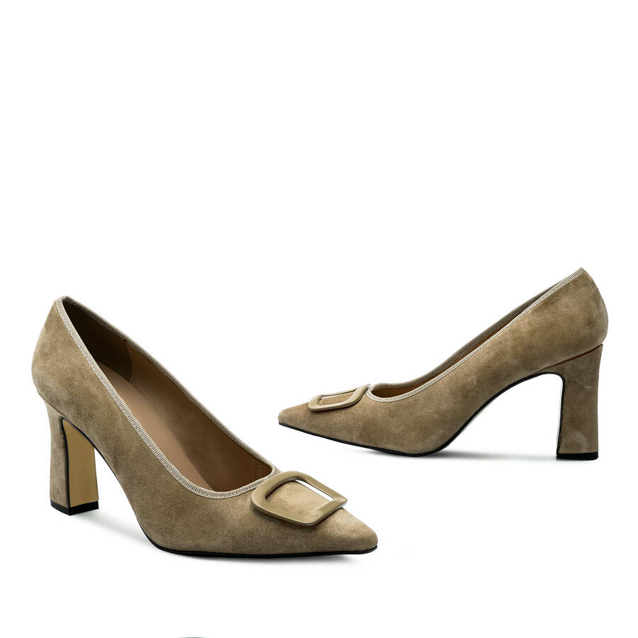 Stilettos in Taupe Split leather 