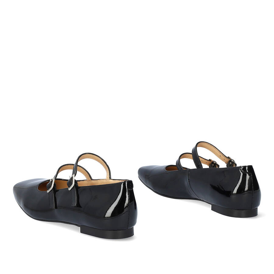 Ballerines plates en cuir verni noir 