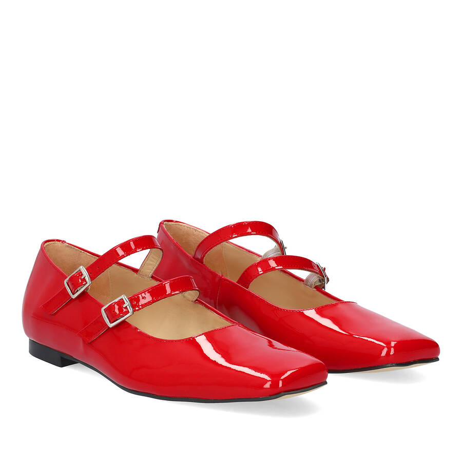 Red patent leather ballerina flats 