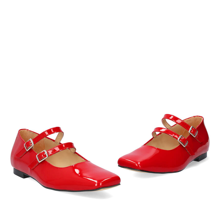 Red patent leather ballerina flats 