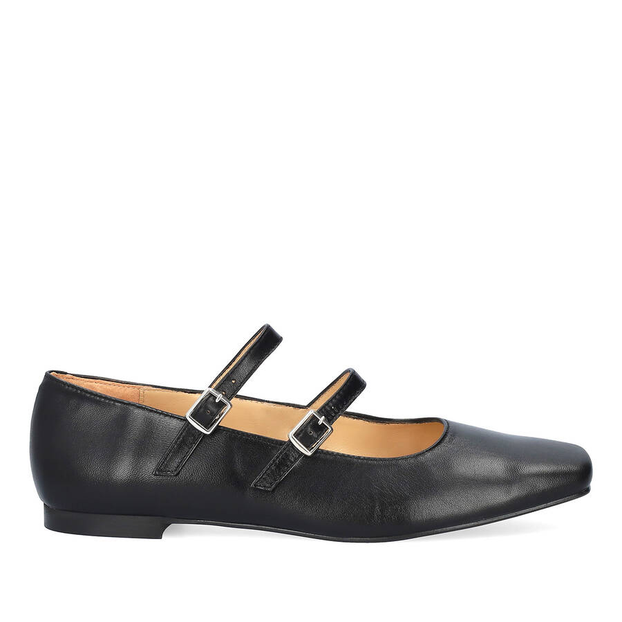 Ballerines plates en cuir noir 