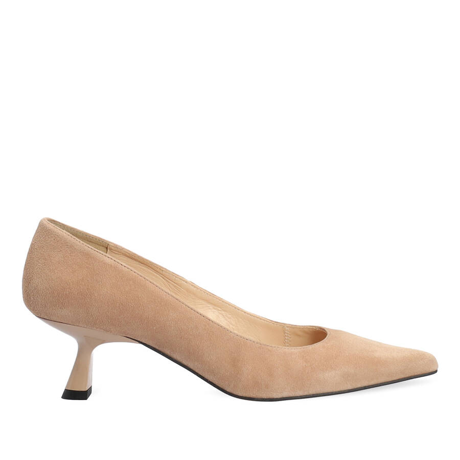 Heeled shoes in taupe suede 