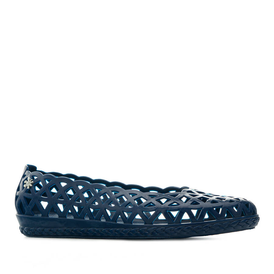 Water Rhombus-Shaped Die-Cut Ballet Flats in Navy 