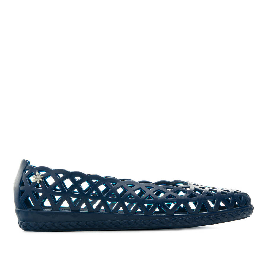 Water Rhombus-Shaped Die-Cut Ballet Flats in Navy 