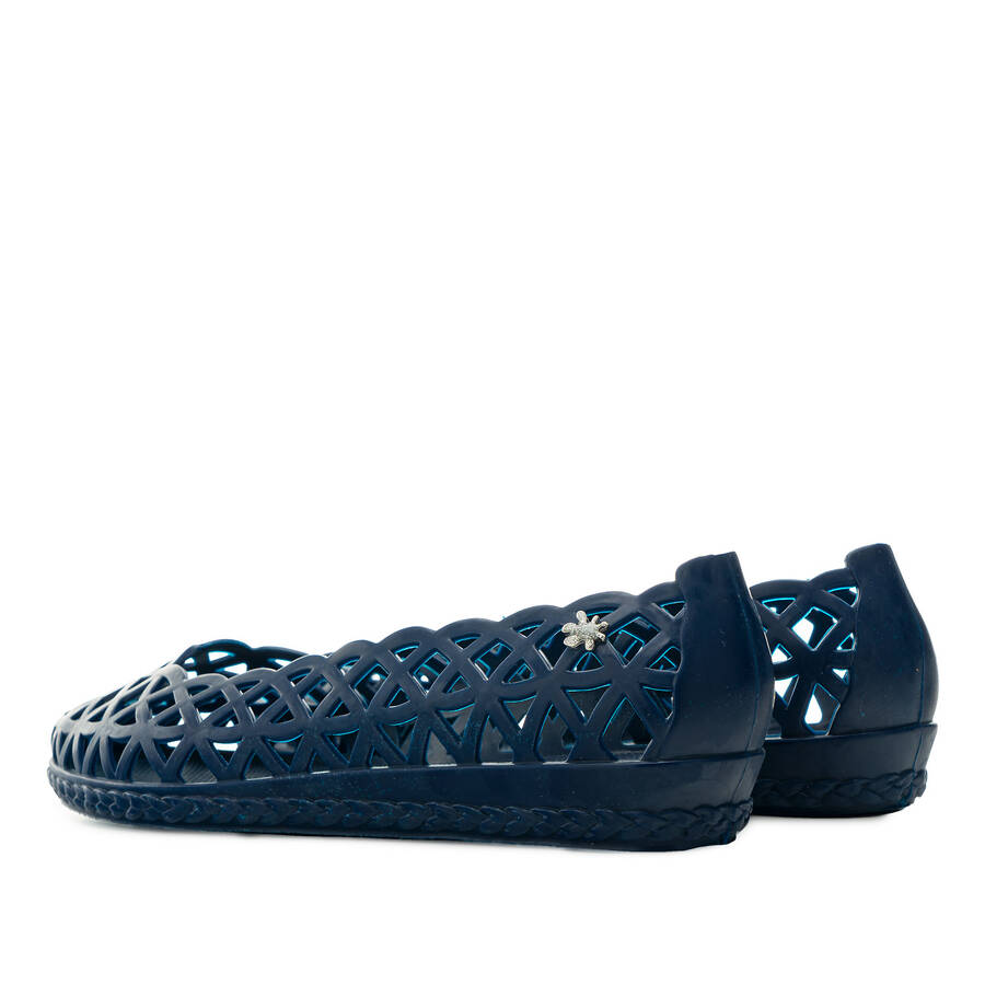 Water Rhombus-Shaped Die-Cut Ballet Flats in Navy 