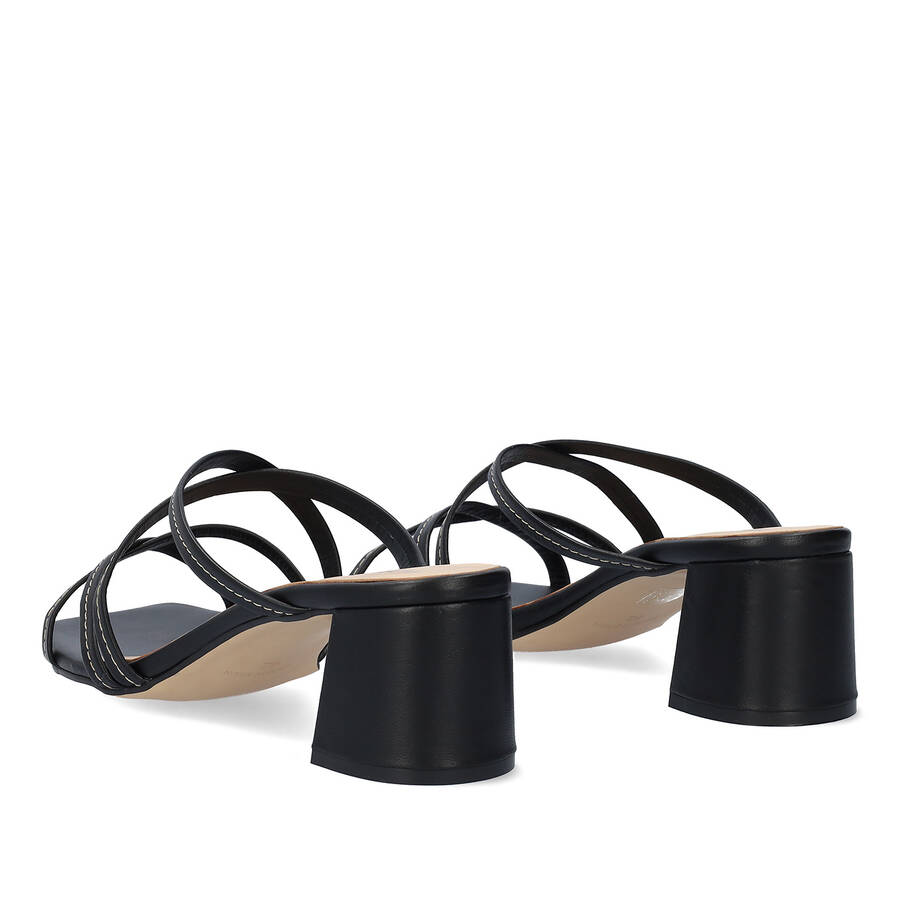 Black leather heeled sandals 