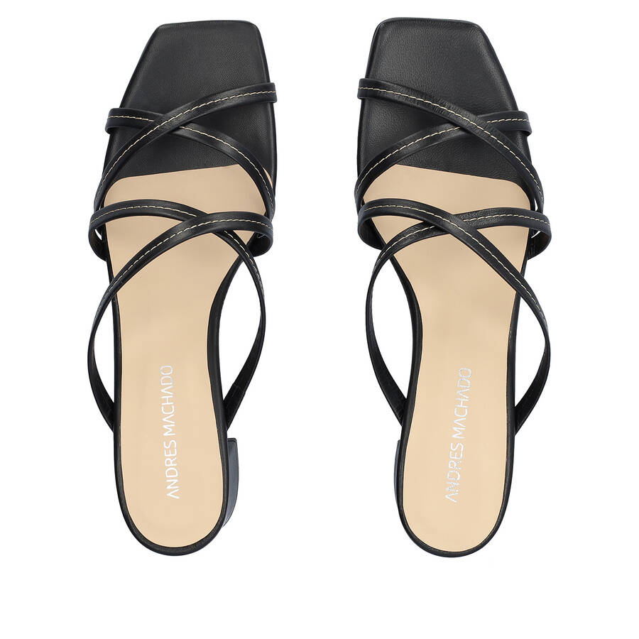 Black leather heeled sandals 