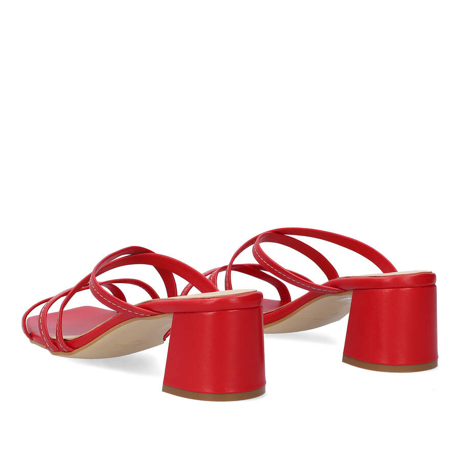 Red leather heeled sandals 