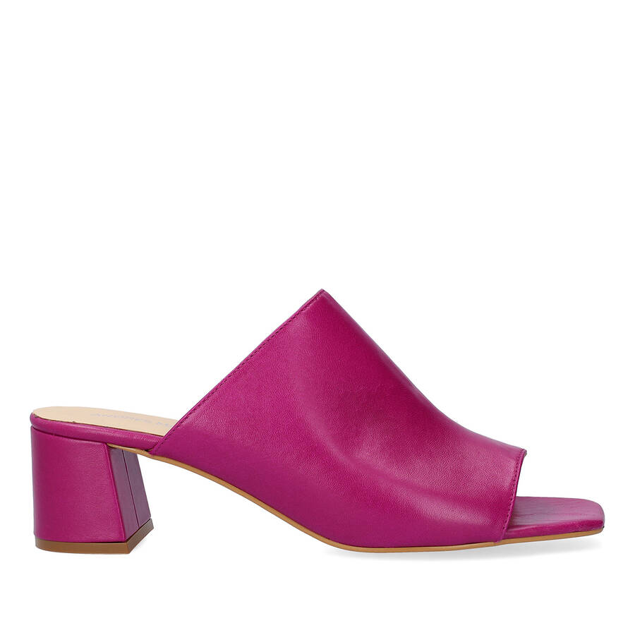 Purple leather heeled mules 