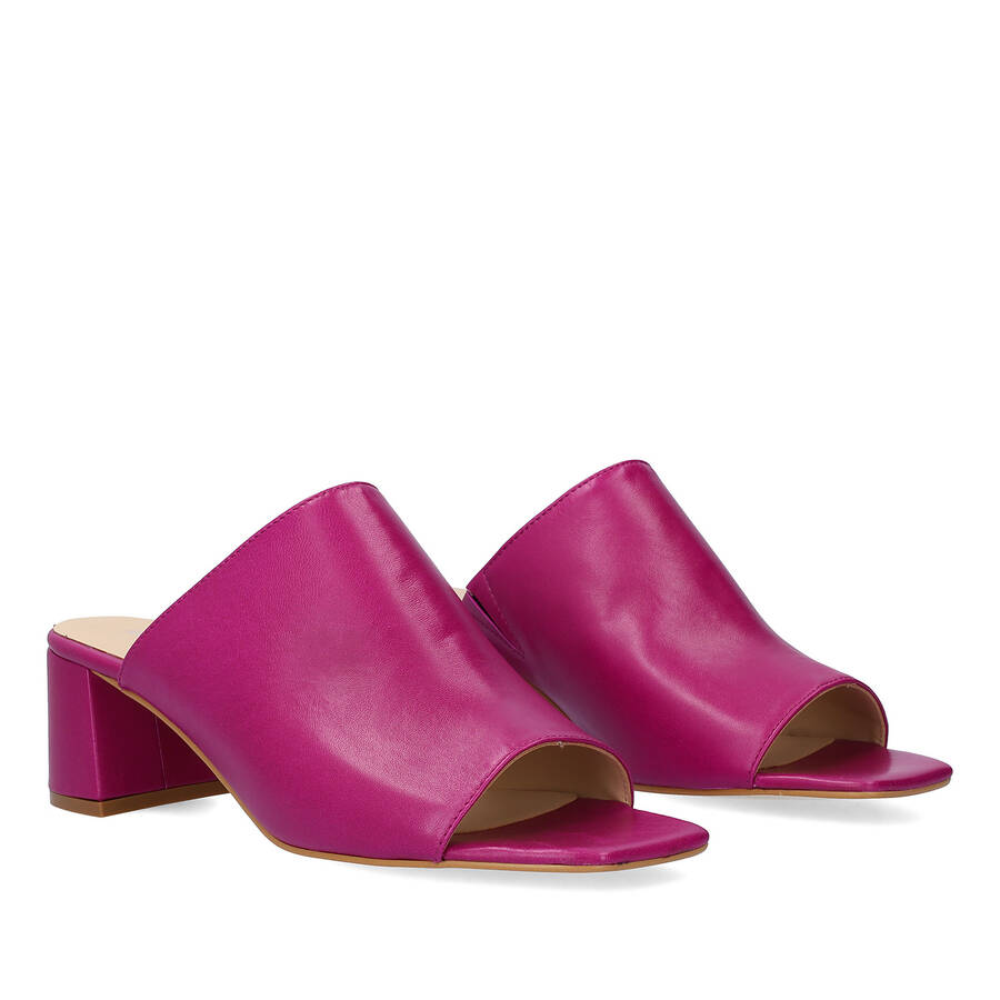 Purple leather heeled mules 