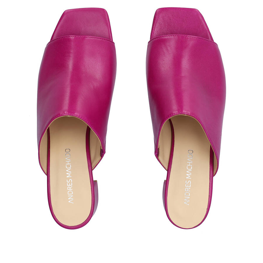 Purple leather heeled mules 