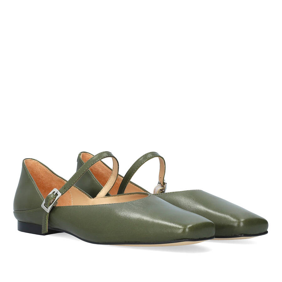 Balerina ze skóry khaki 