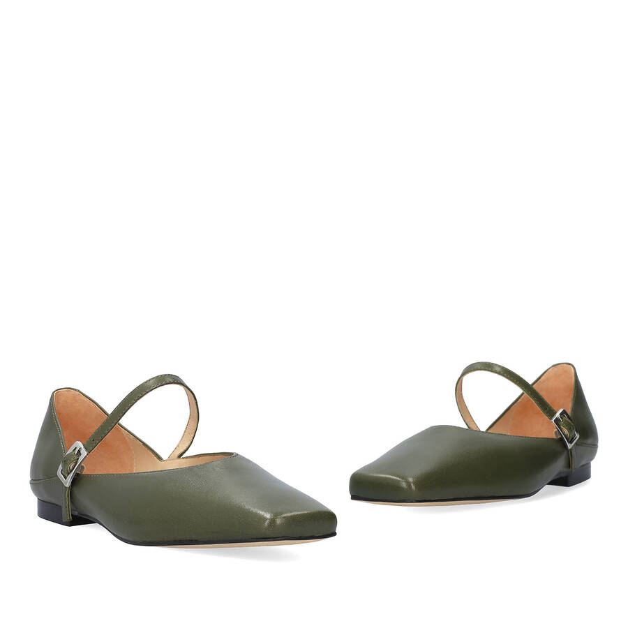 Balerina ze skóry khaki 