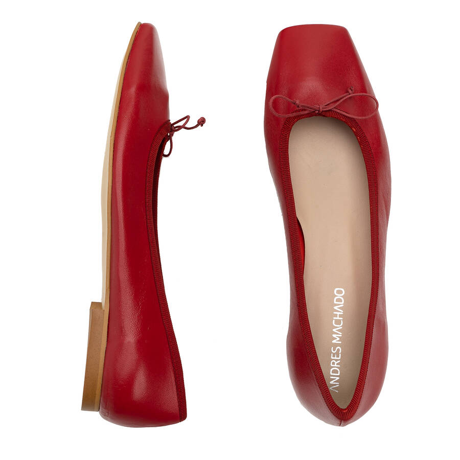 Ballerina Flats in Red Leather 