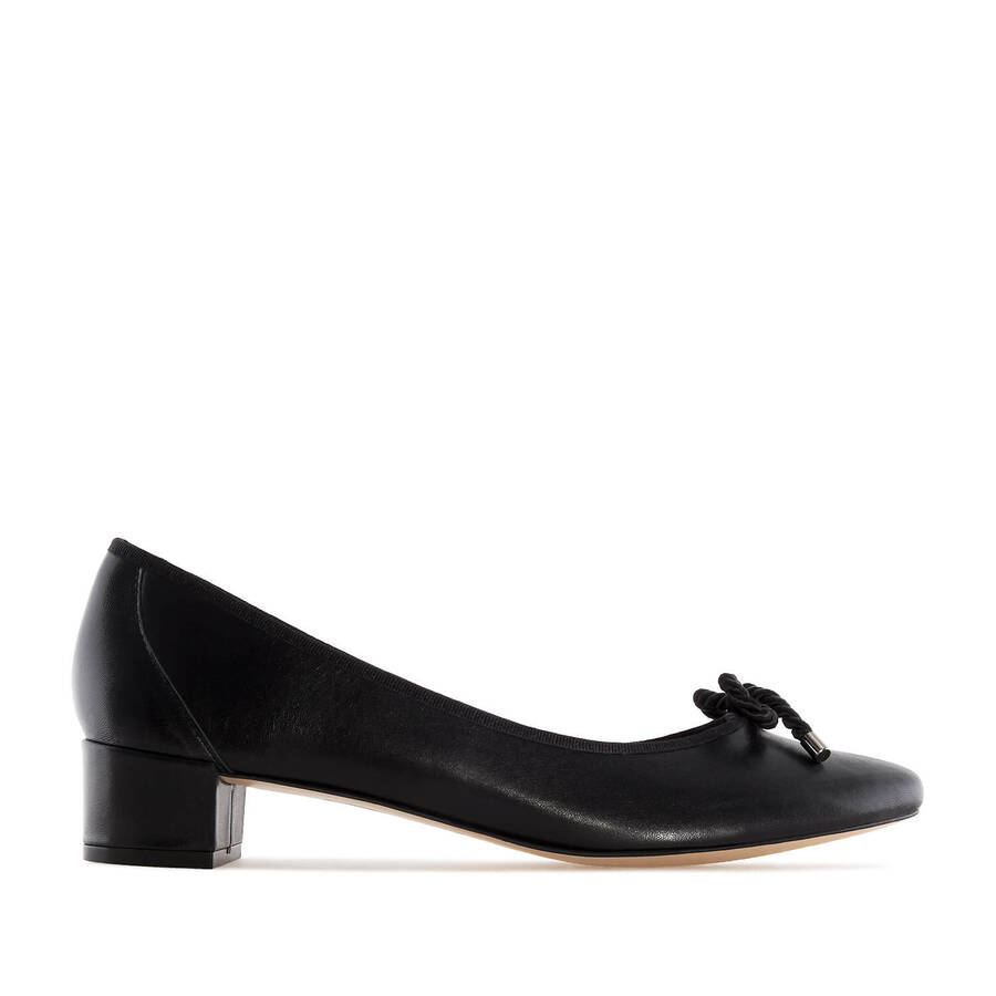 Reef Knot Black Leather Ballet Flats 