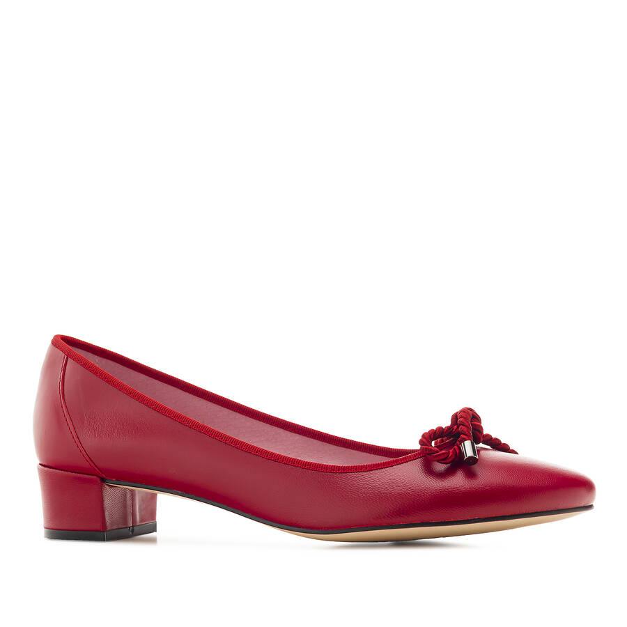 Reef Knot Red Leather Ballet Flats 