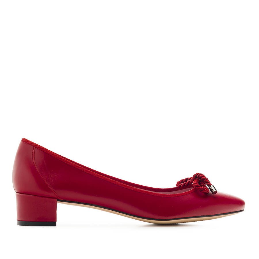 Reef Knot Red Leather Ballet Flats 