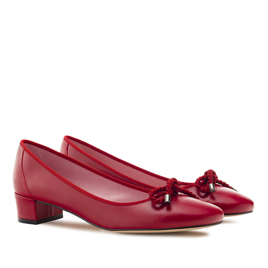 Reef Knot Red Leather Ballet Flats 