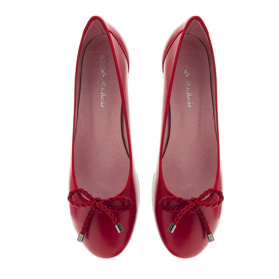 Reef Knot Red Leather Ballet Flats 