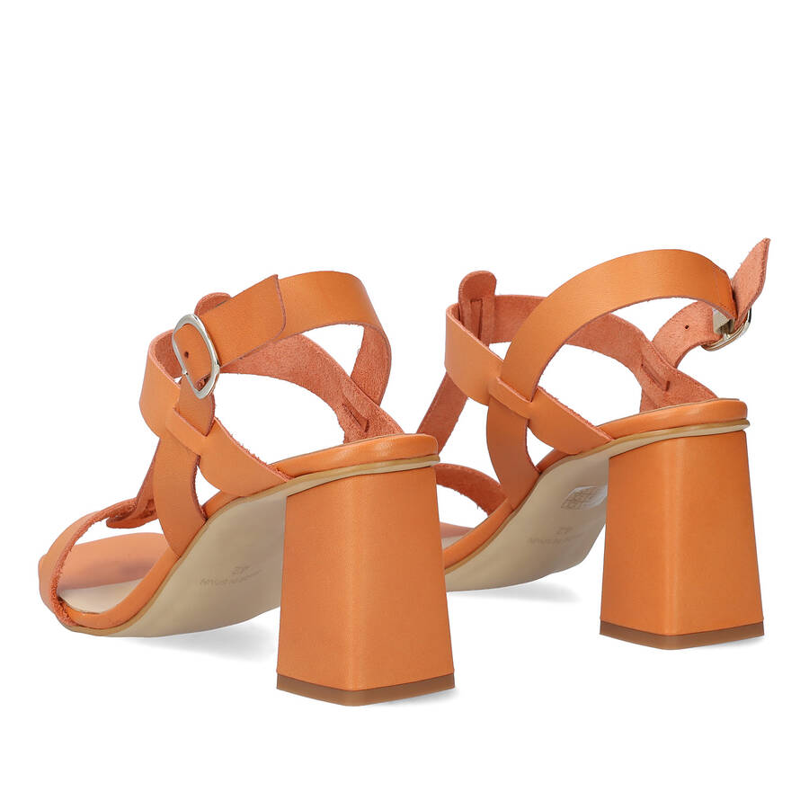 Orange leather heeled sandals 