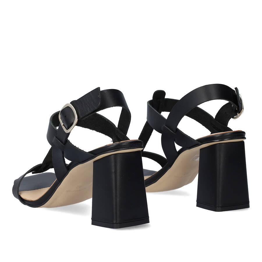 Black leather heeled sandals 