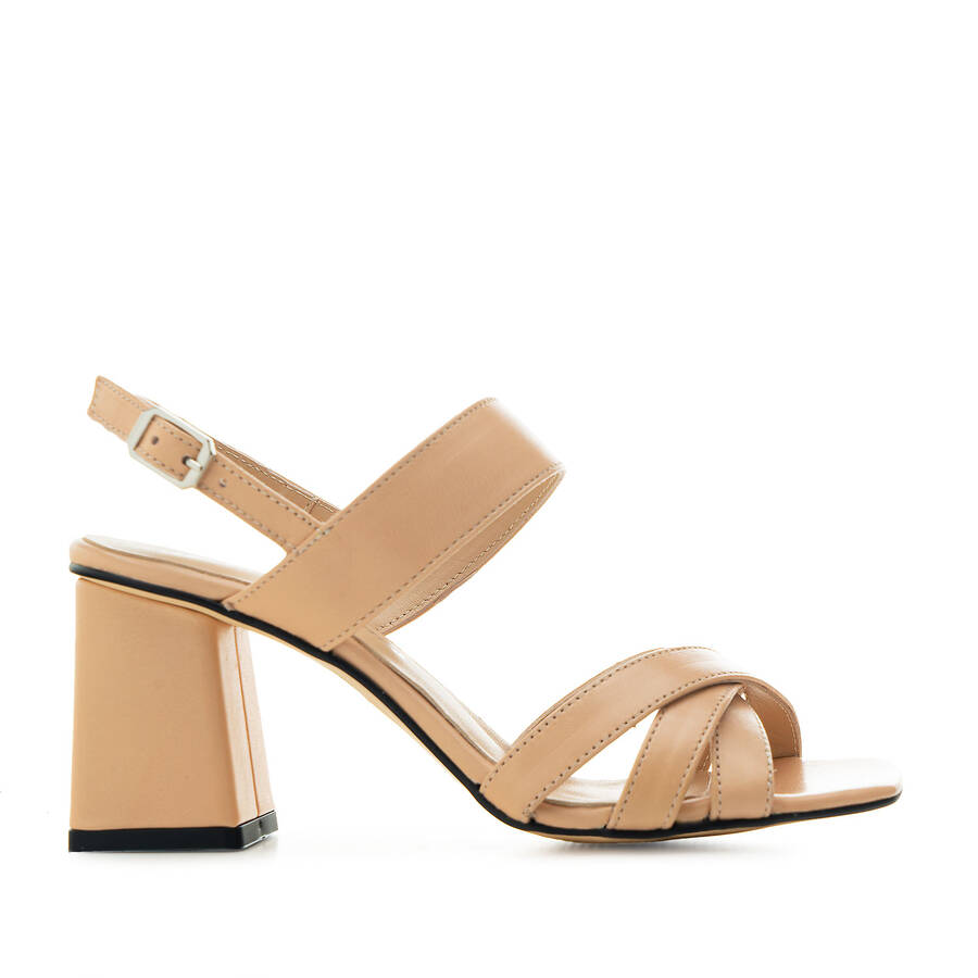 Block Sandals in Cream Leather 