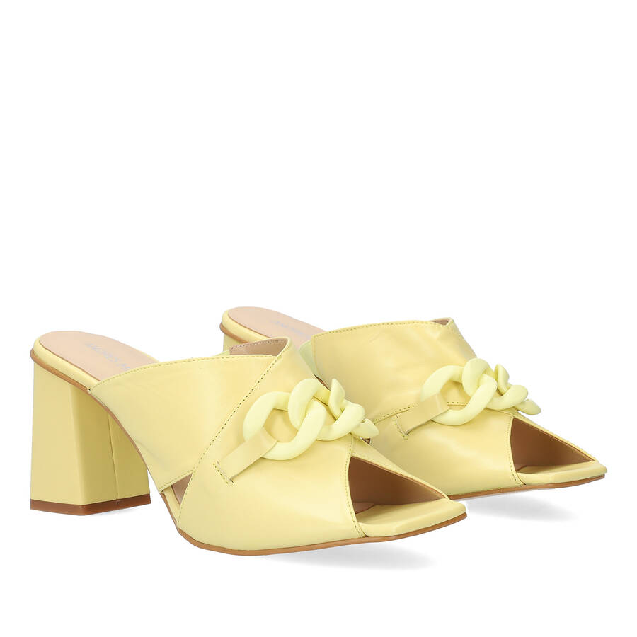 Yellow leather heeled sandals 